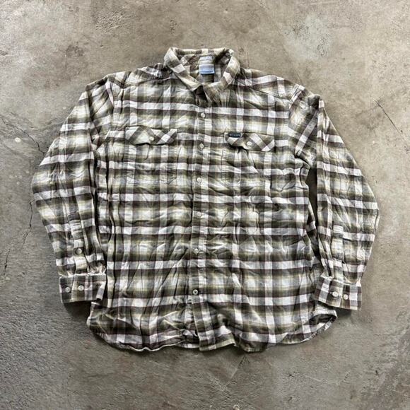 Plaid Earth Tone Columbia Button Down Longsleeve Shirt - Picture 2 of 8